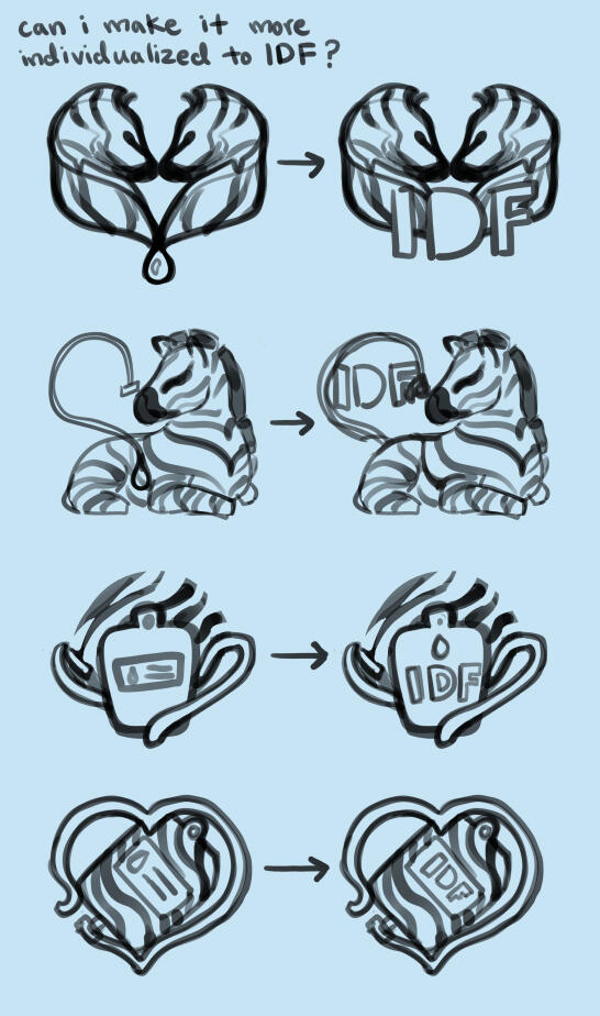 Image refining my favorite four designs to make them more individualized to the Immune Deficiency Foundation.